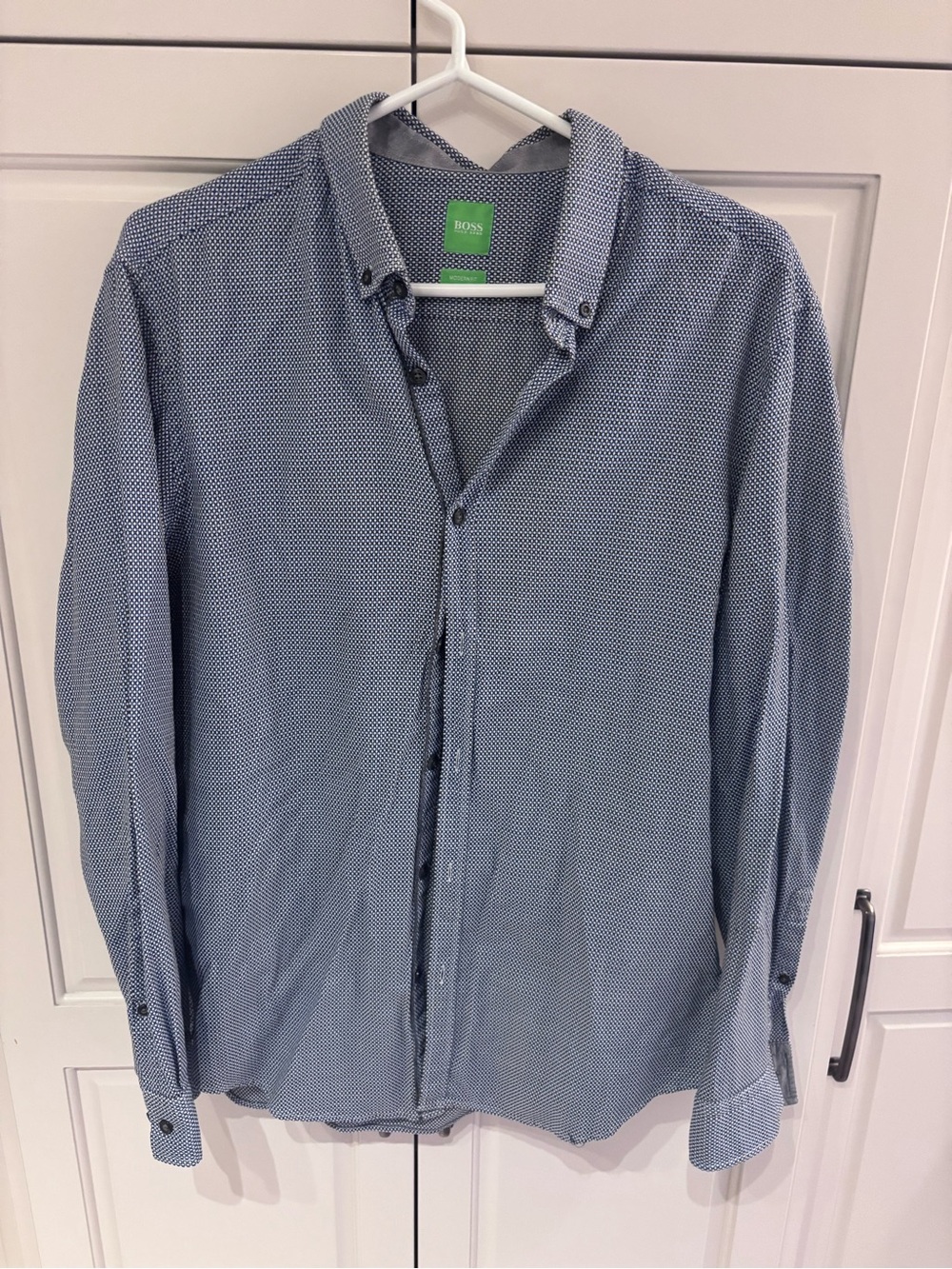 Hugo Boss BOSS C-Baldasar Modern Fit Blue Geometric Shirt Men’s L